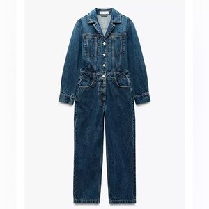 NWT Zara Z1975 Long Denim Jumpsuit